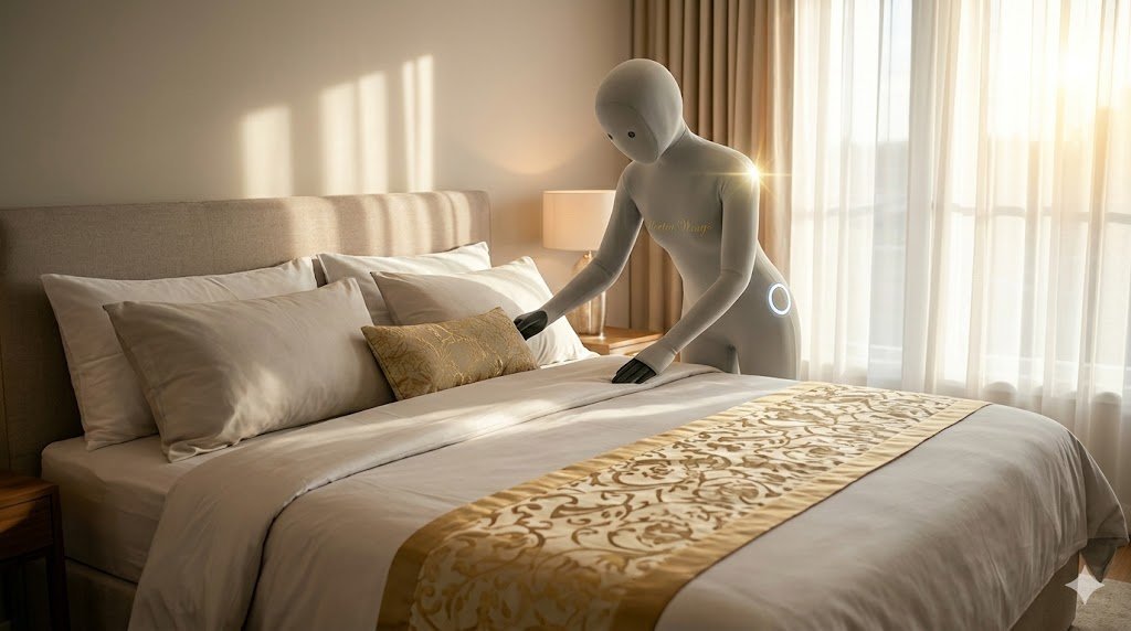Robot haciendo la cama